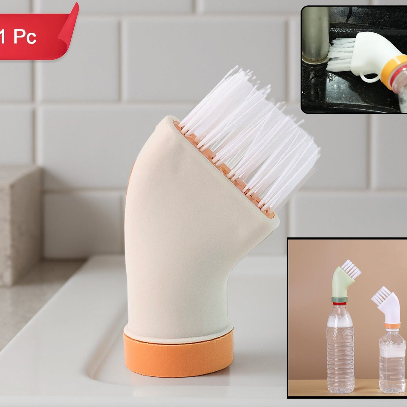Multipurpose Bottle-attachable Cleaning Brush For Kitchen And Bathroom (1 Pc) - Happy Price - Image 1