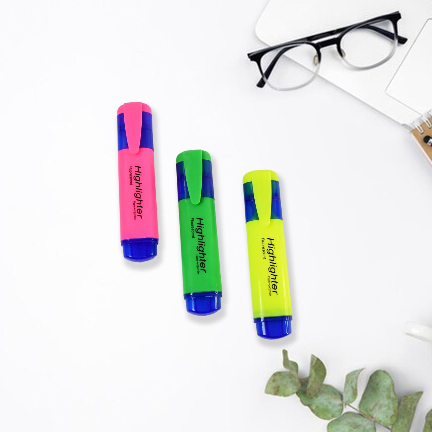 Highlighter Pen Assorted Colours Water Based Broad Tip Writing Marker (3 Pcs Set) - Happy Price - Image 6