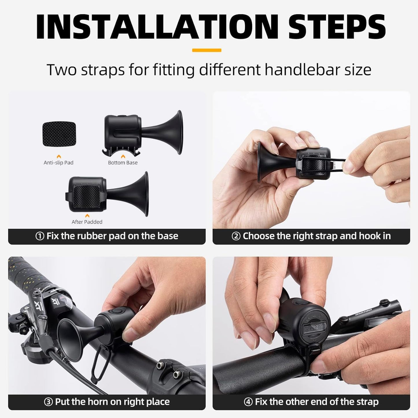 Bicycle Air Horn Loud - 120db 1 Sound Mode Electronic Bicycle Bellsuper Electric Horn With Long Standby Button Battery Operatedipx4 Waterproof Loud Bell For Adults - Happy Price - Image 6