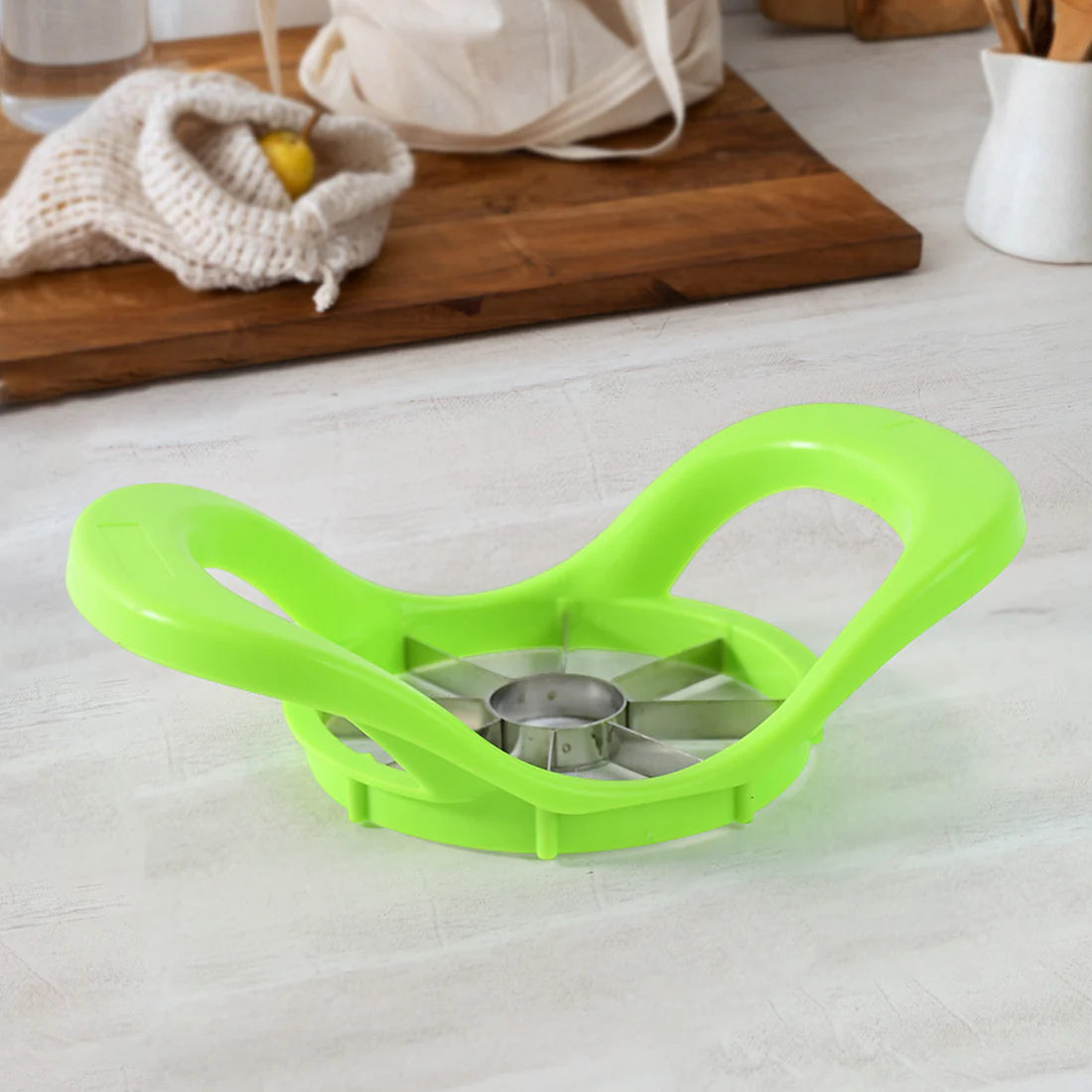 Multi Purpose Fruit Slicer Apple Cutter Regular With 8 Stainless Steel Blades Apple Slicer (1 Pc) - Happy Price - Image 4
