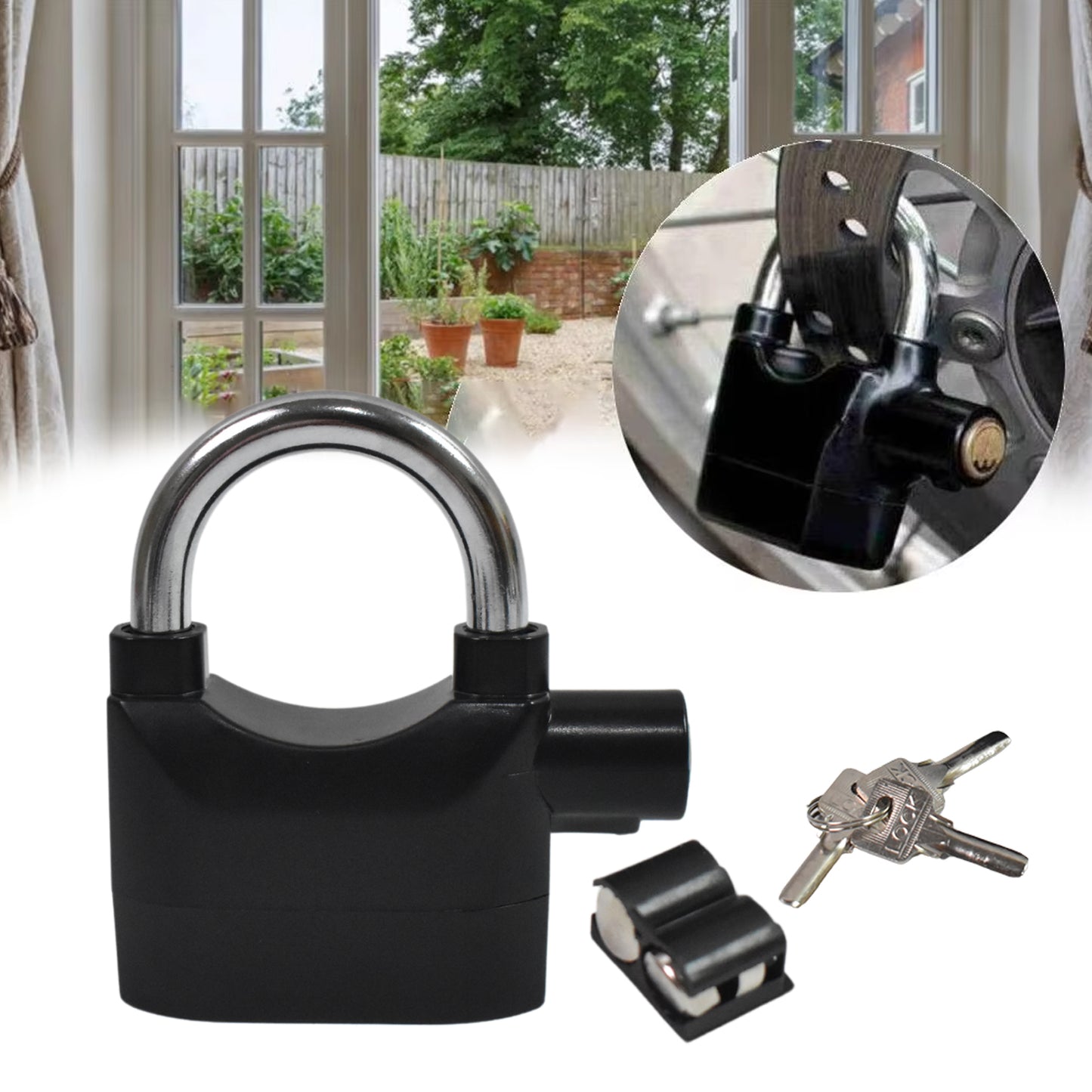 Plastic Body Waterproof Siren Alarm Smart Alarm Lock  3 Keys (1 Set) - Happy Price - Image 3
