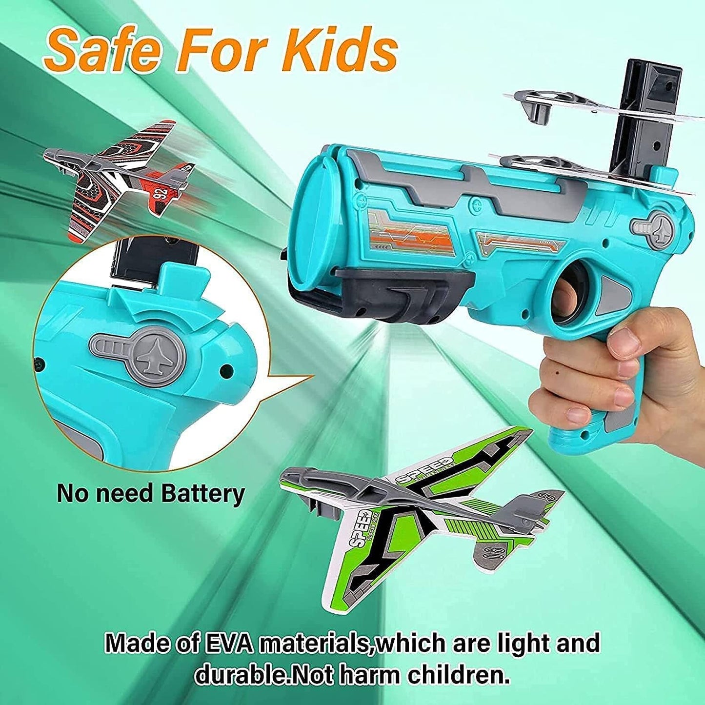 Airplane Launcher Gun Toy With Foam Glider Planes Outdoor Games For Children Best Aeroplane Toys For Kids Air Battle Gun Toys  ( 5 Plane Include ) - Happy Price - Image 3