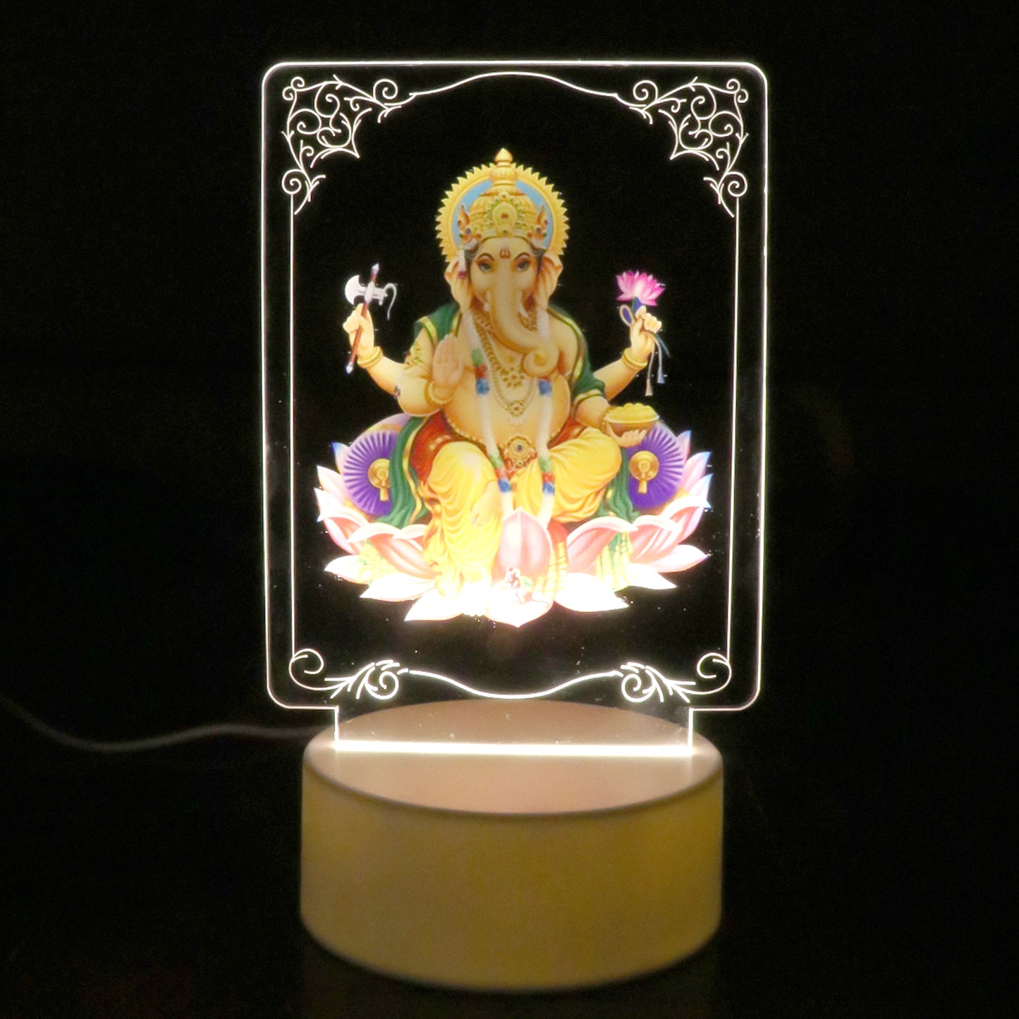 Beautiful 3d Lord Ganesh Frame With Soft White Light (1 Pc) - Happy Price - Image 2