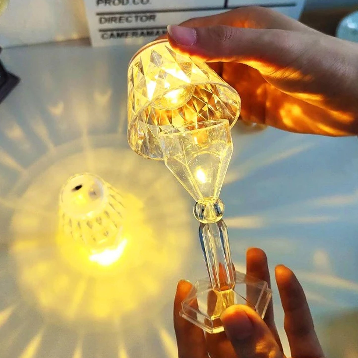 2in1 Transparent Mini Crystal Table Lamp With Reflection Light - Happy Price - Image 5