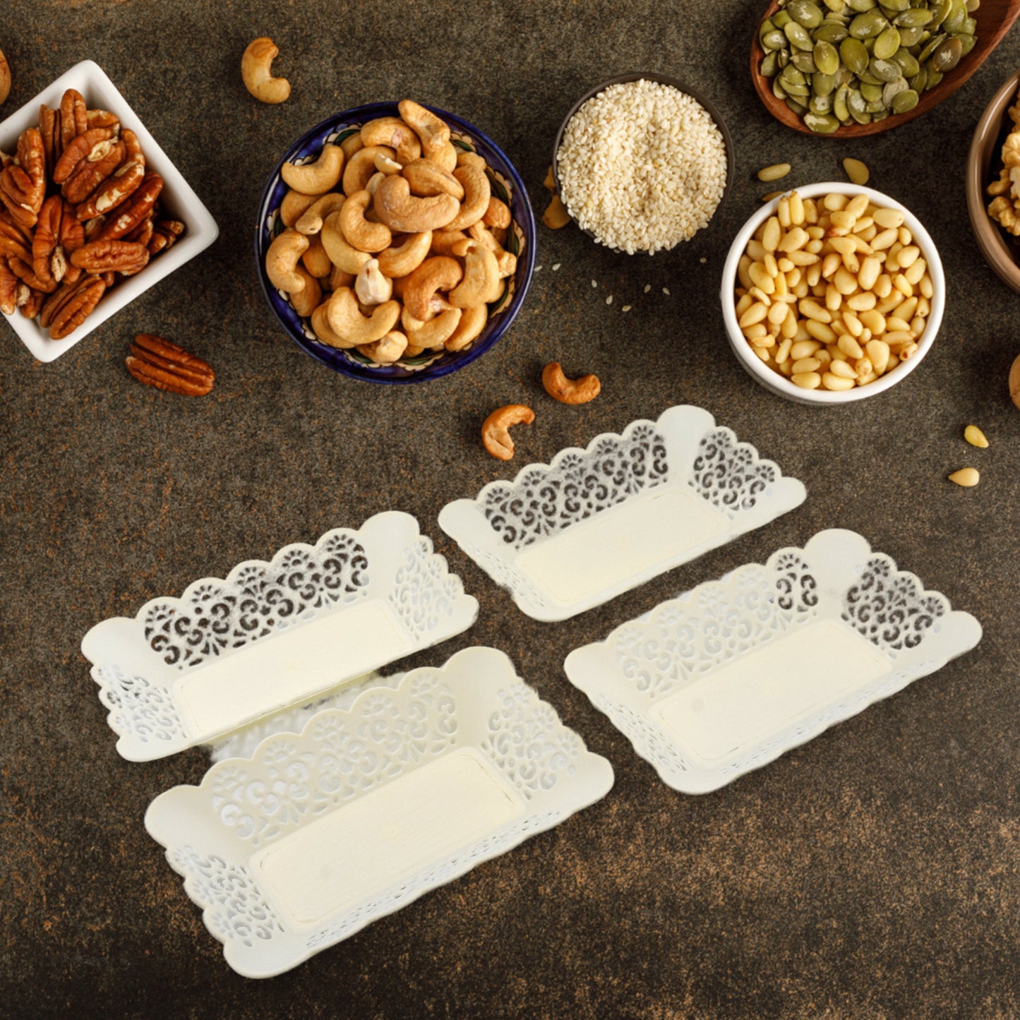 Rectangle Plastic Dinner Plate Snacks  Breakfast Restaurant Serving Trays Home School Coffee Hotel Kitchen Office (8 Pcs Set) - Happy Price - Image 3