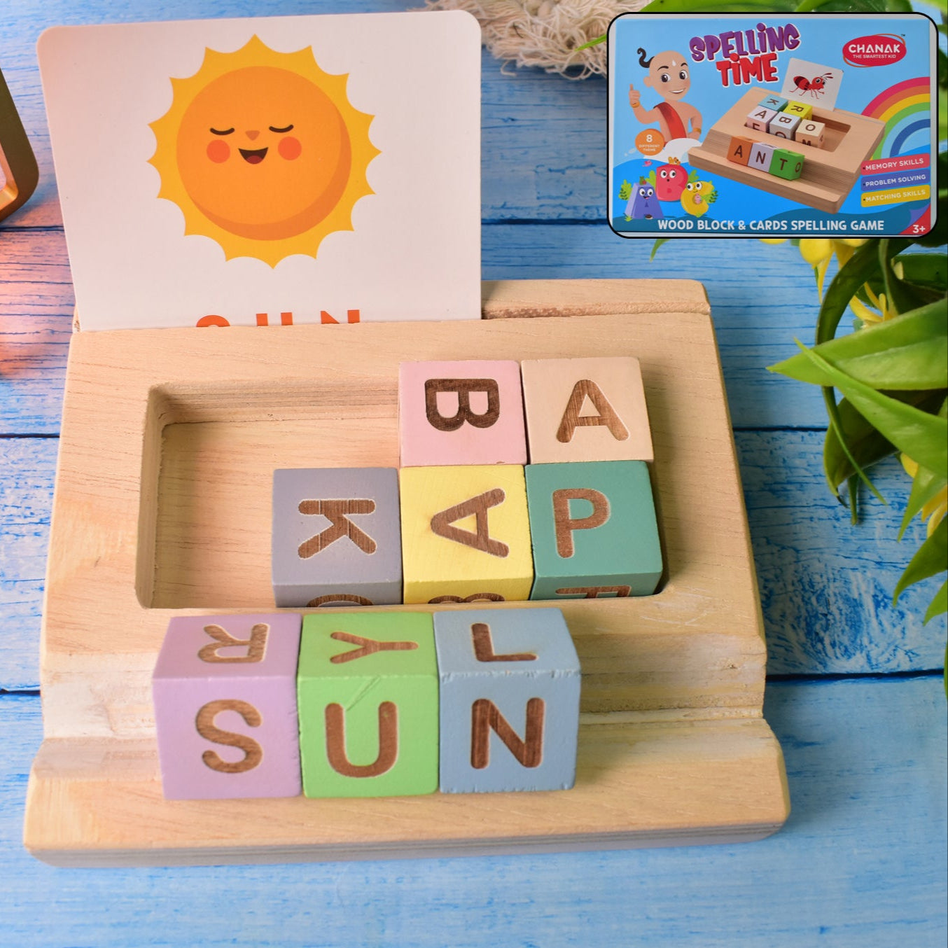 Alphabet Puzzle Spelling  Reading Words (26 Flash Cards  8 Woodenblock) - Happy Price - Image 1