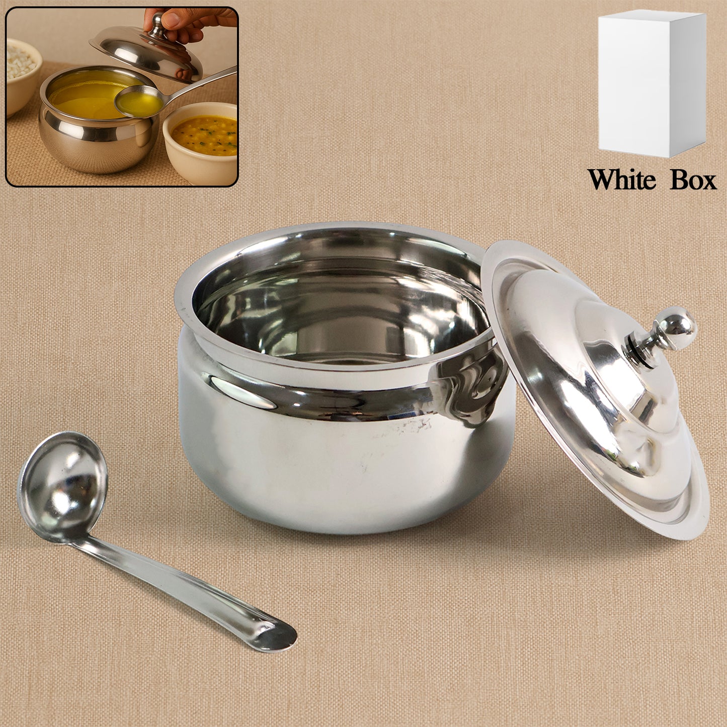 Premium Stainless Steel Ghee Pot - Happy Price - Image 2