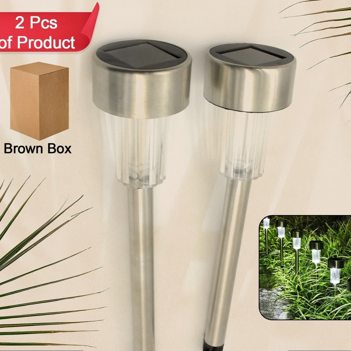 Solar Panel Led Spike Spot Light Landscape Garden Yard Path Lawn Outdors Solar Lamps Waterproof Outdoor Decorative Landscape Lights For Garden Patio Yard Walkway (2 Pc Set) - Happy Price - Image 1