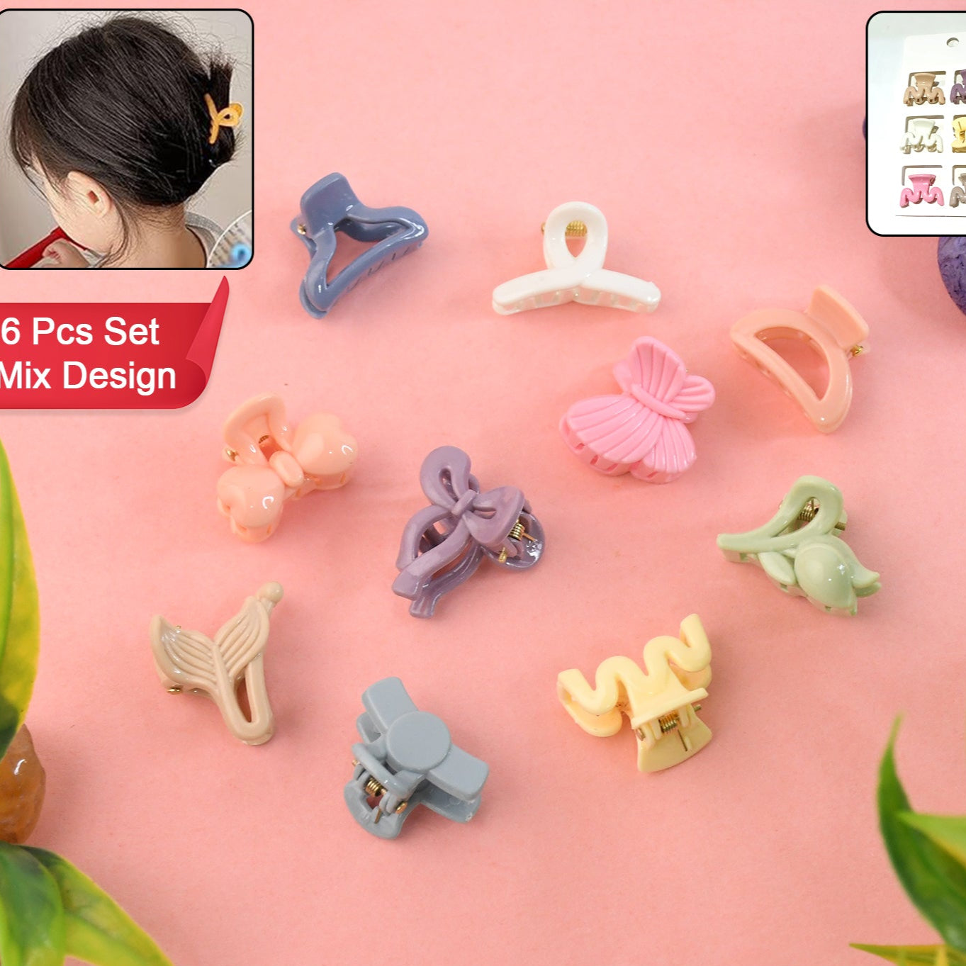 Hair Clips For Girls Kids Hair Accessories (6 Pcs Set) - Happy Price - Image 1