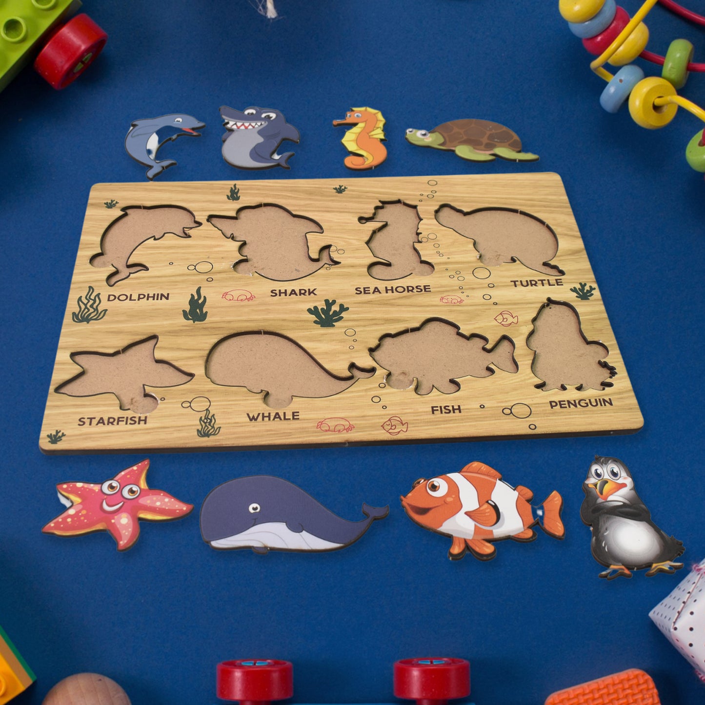 Seawater Animal Wooden Puzzle Learning Educational Board (1 Set) - Happy Price - Image 4