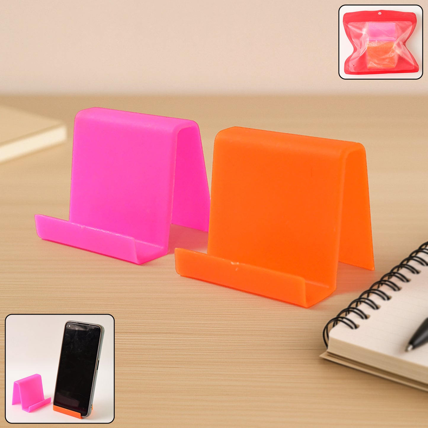 Durable Plastic Mobile Phone Stand With Angled Support (2 Pc  Mix Color) - Happy Price - Image 2