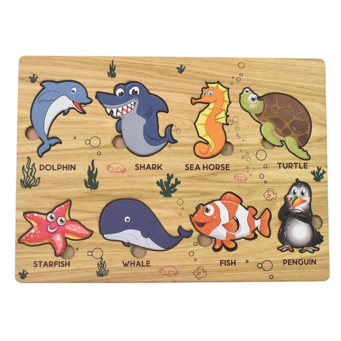 Seawater Animal Wooden Puzzle Learning Educational Board (1 Set) - Happy Price - Image 5