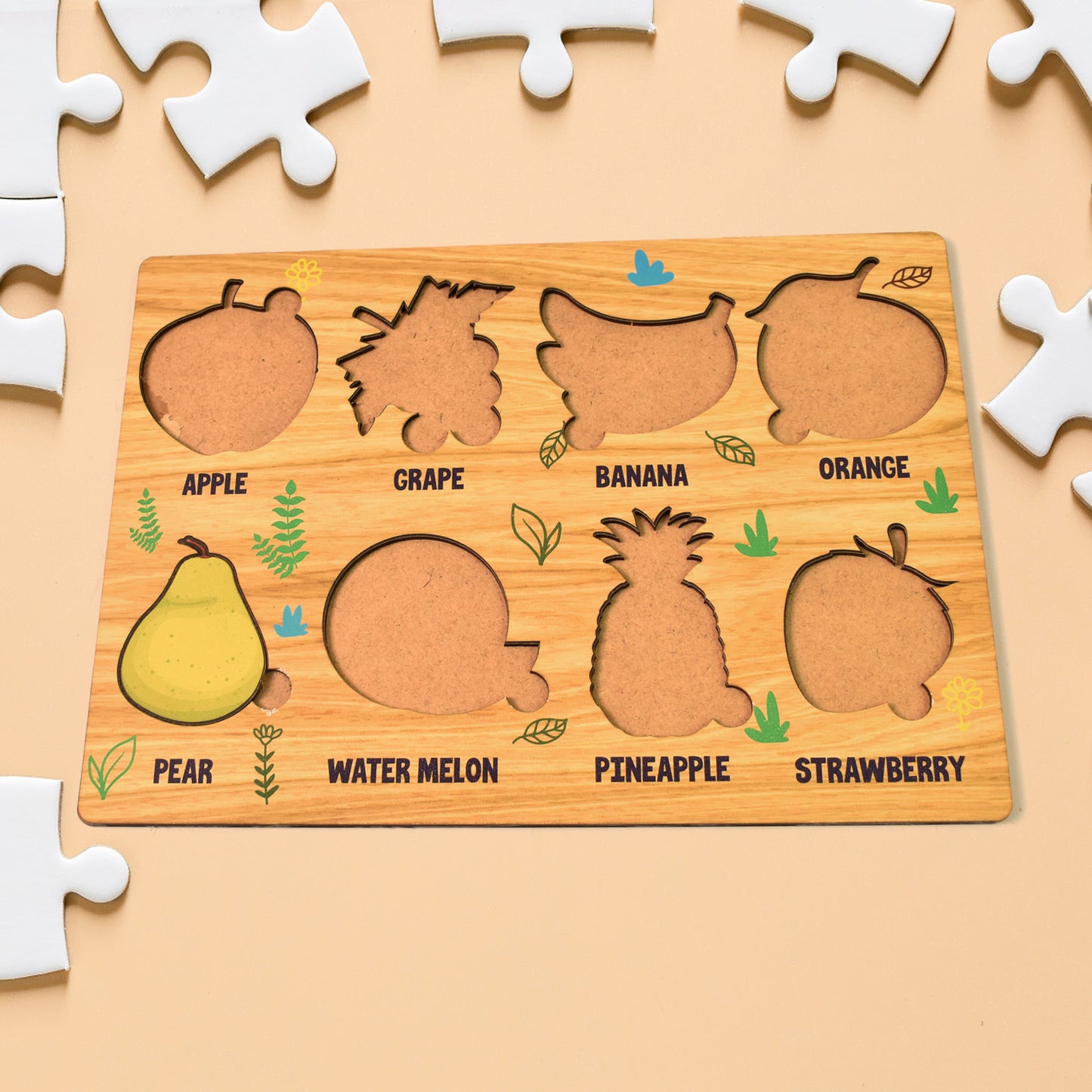 Wooden Fruits Puzzle Learning Educational Board (1 Set  2820 Cm) - Happy Price - Image 4