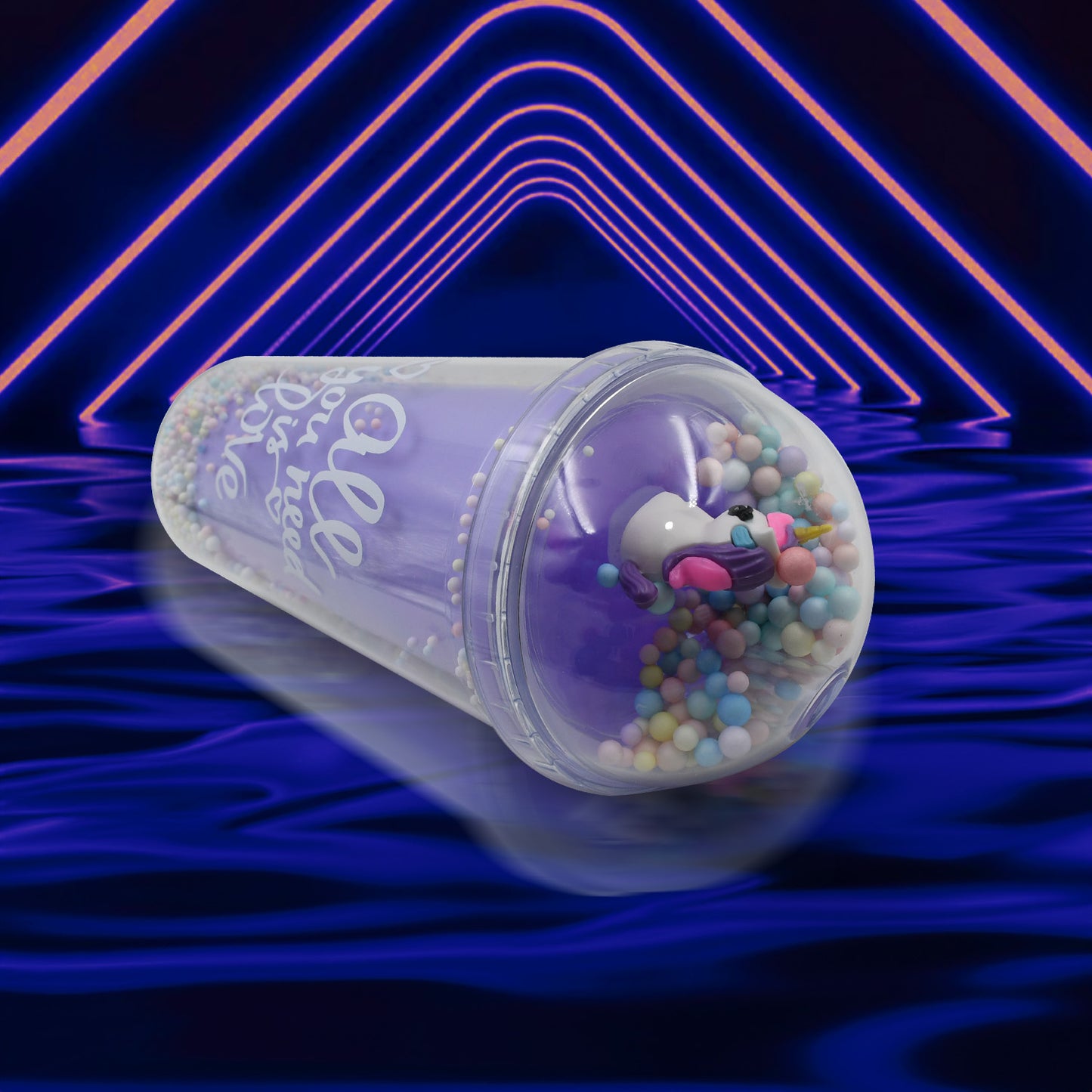 Design Printed Sipper Bottle With Toy Led Glow Light Double Wall Sipper Glass Water Bottle  Sipper Bottle With Straw For Girls And Kids For Boys And Girls Schooltuitiongym (Pack Of 1) - Happy Price - Image 4