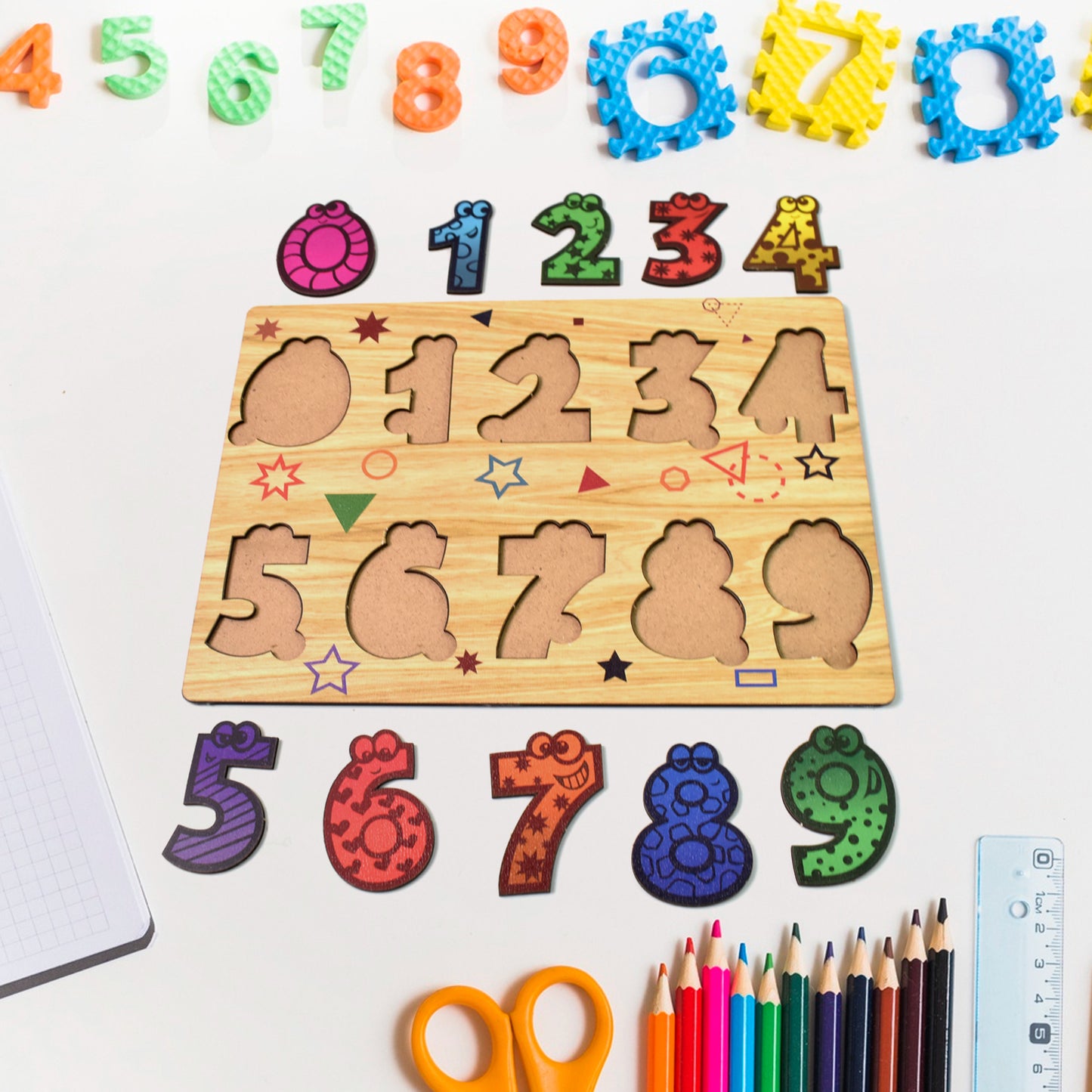 Wooden Number Puzzle Learning Educational Board (1 Set  2820 Cm) - Happy Price - Image 2