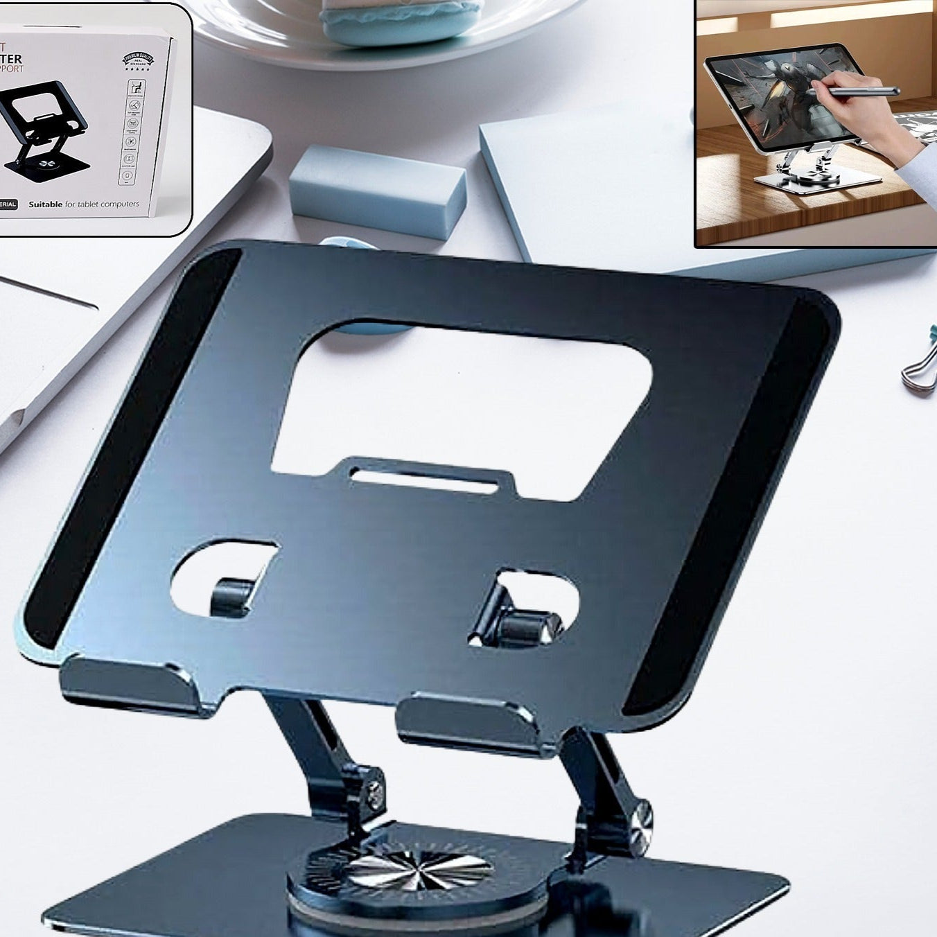 Aluminum Alloy 360rotating Bracket Adjustable Laptop Stand Portable Foldable Ergonomic Laptop Support - Happy Price - Image 1