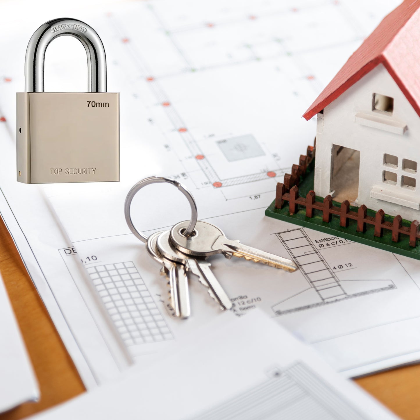 Heavy Steel Premium Square Padlock 70mm With 4 Keys  Multipurpose Hardened Shackle Padlock For Door Gate Shutter And Home - Happy Price - Image 7