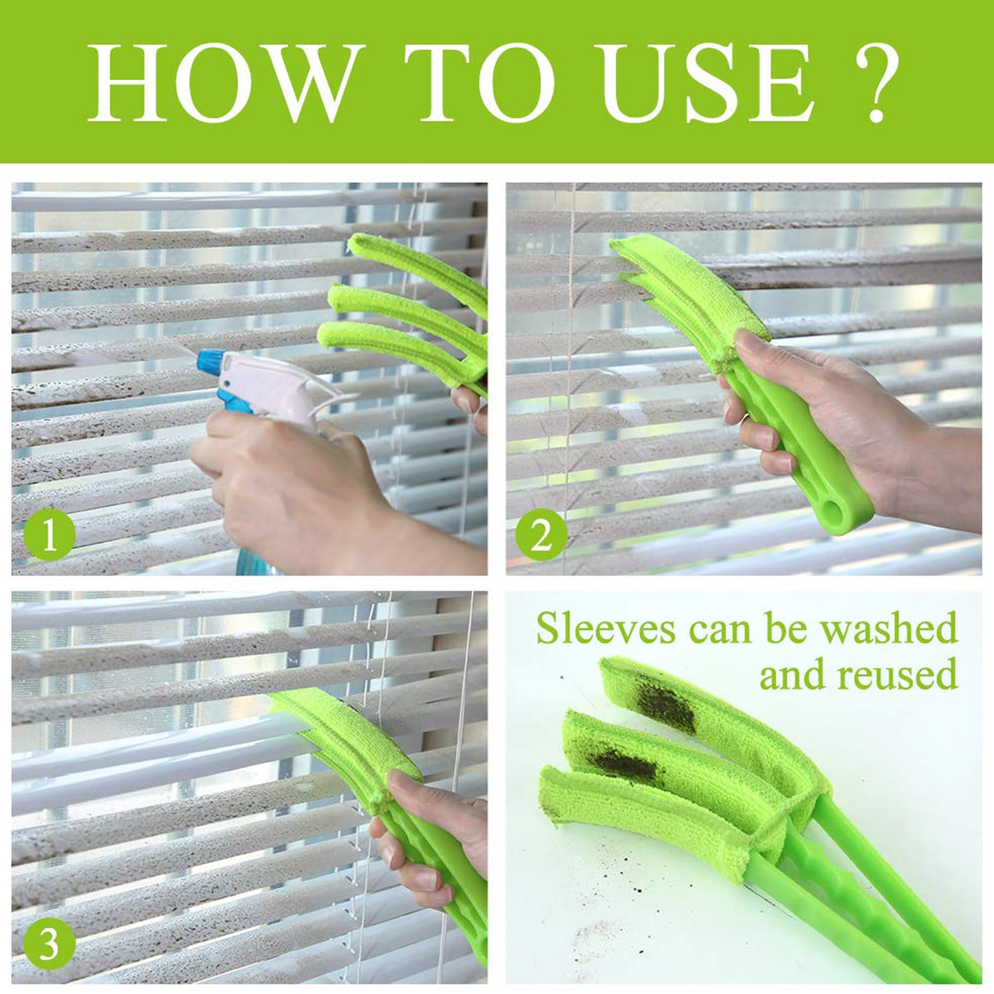 Window Blind Cleaner Duster Brush With Microfiber Sleeves - Blind Cleaner Tools For Window Shutters Blind Air Conditioner Jalousie Dust - Happy Price - Image 5