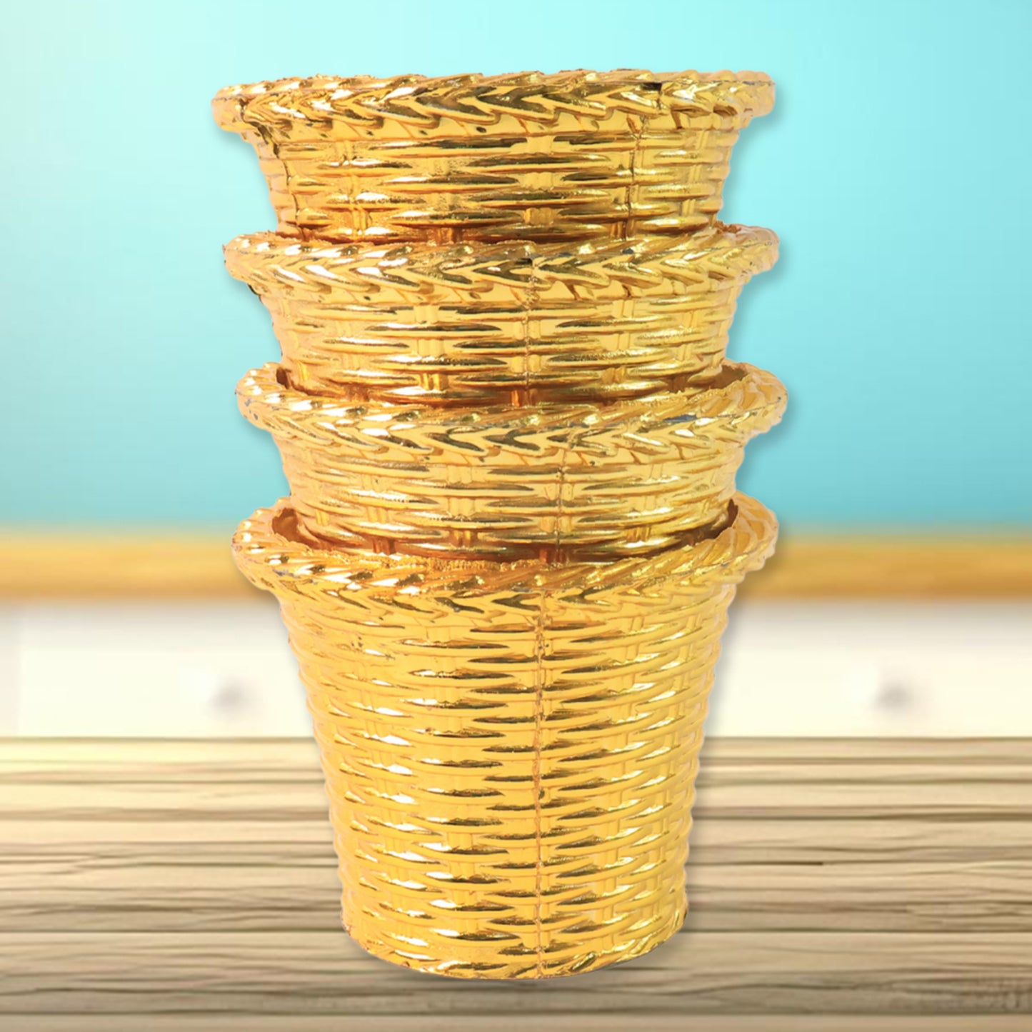 Plastic Flower Valencia (Pot) Home And Outdoor (4 Pc) - Happy Price - Image 5