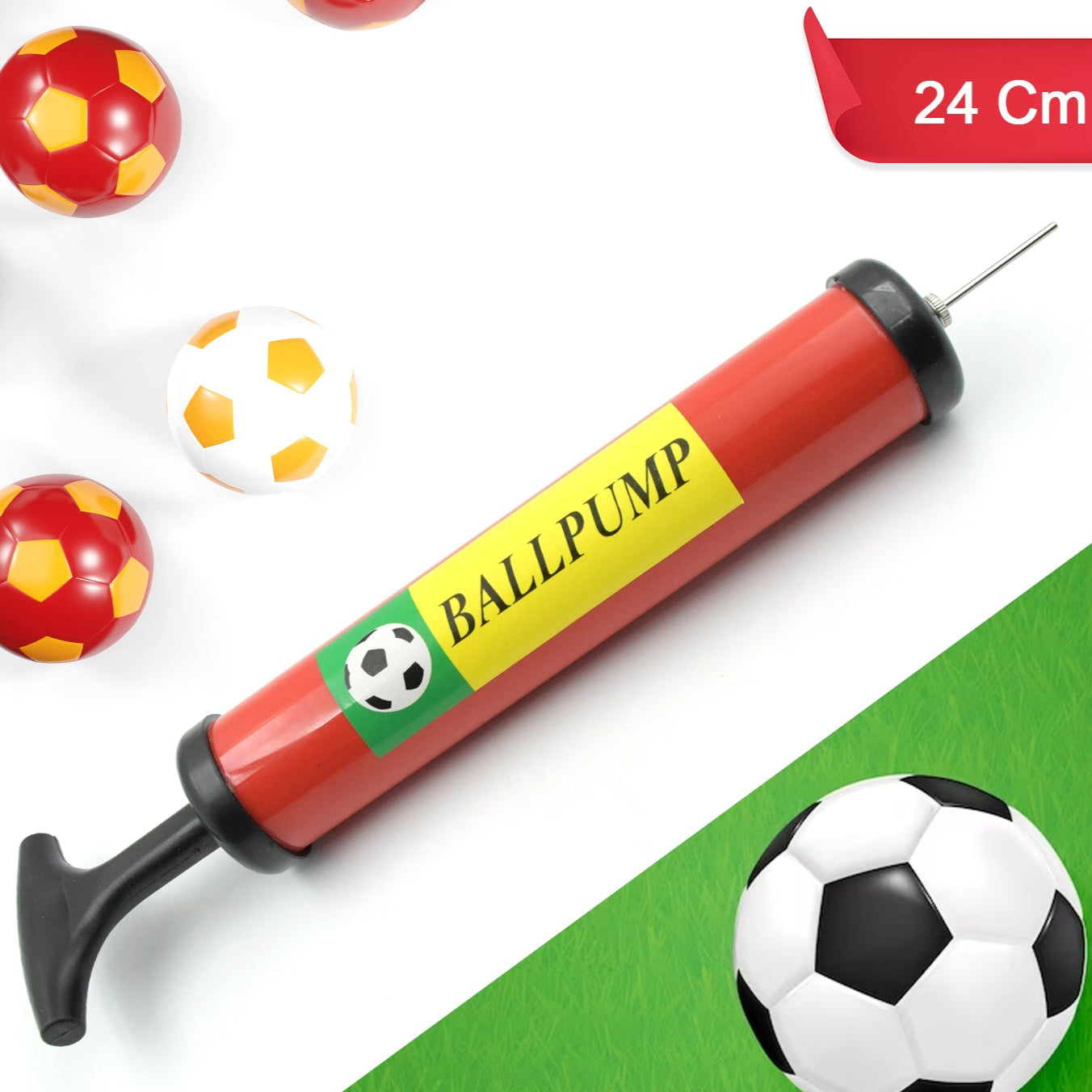 Inflator Air Ball Pump Soft Bouncing Ball Development Kids Toy Sports Plastic Pump For Soccer Basketball Football Volleyball Ball (24 Cm) - Happy Price - Image 1