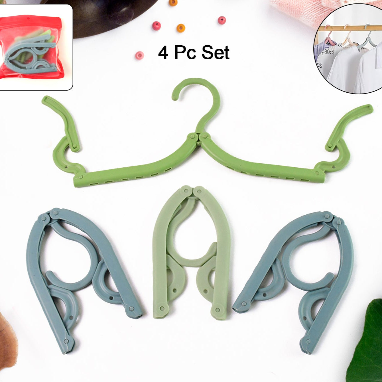 Travel Hangers Portable Folding Clothes Hangers (4 Pc  Big) - Happy Price - Image 1
