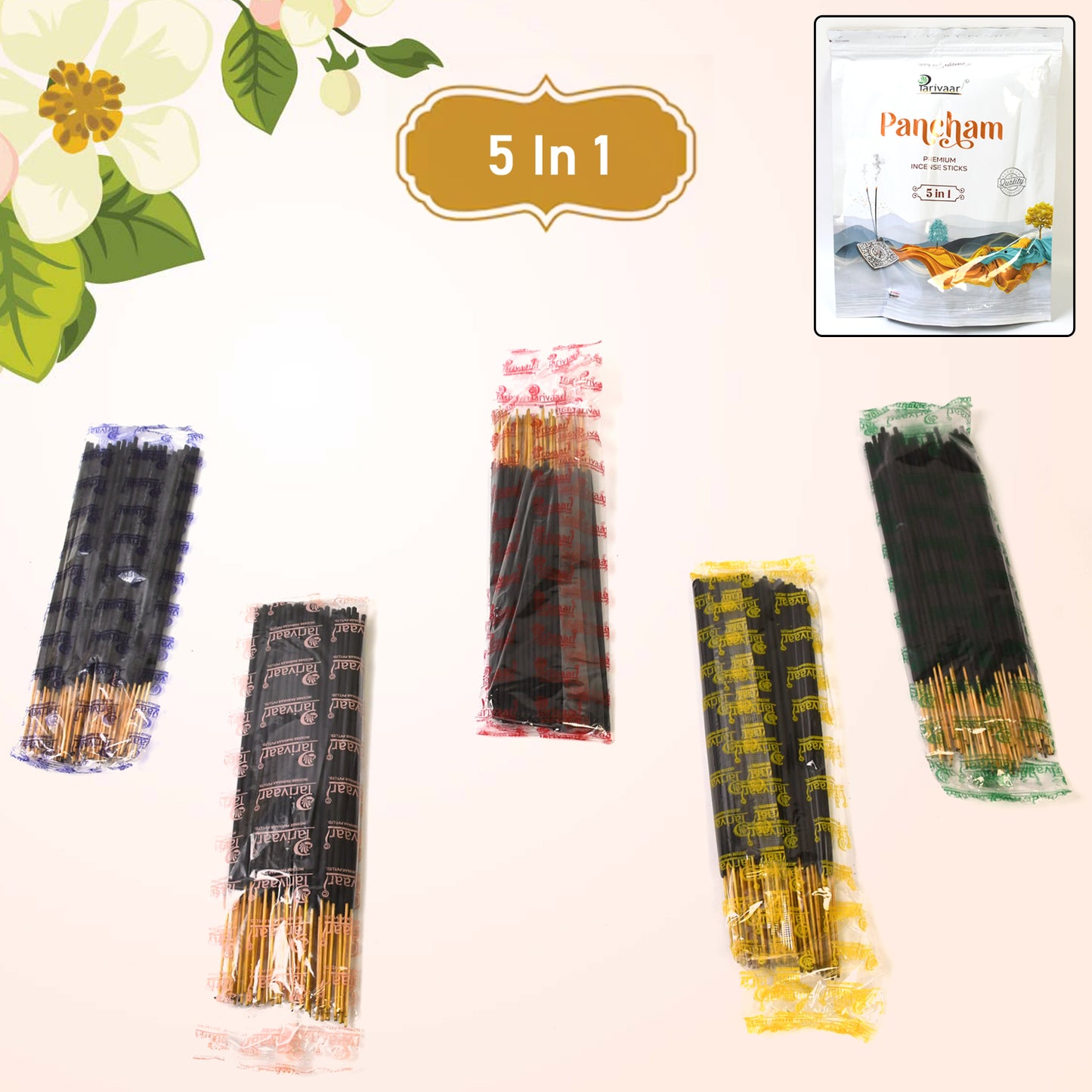 5in1 Pancham Premium Agarbatti  Incense Sticks (450 Gm) - Happy Price - Image 2