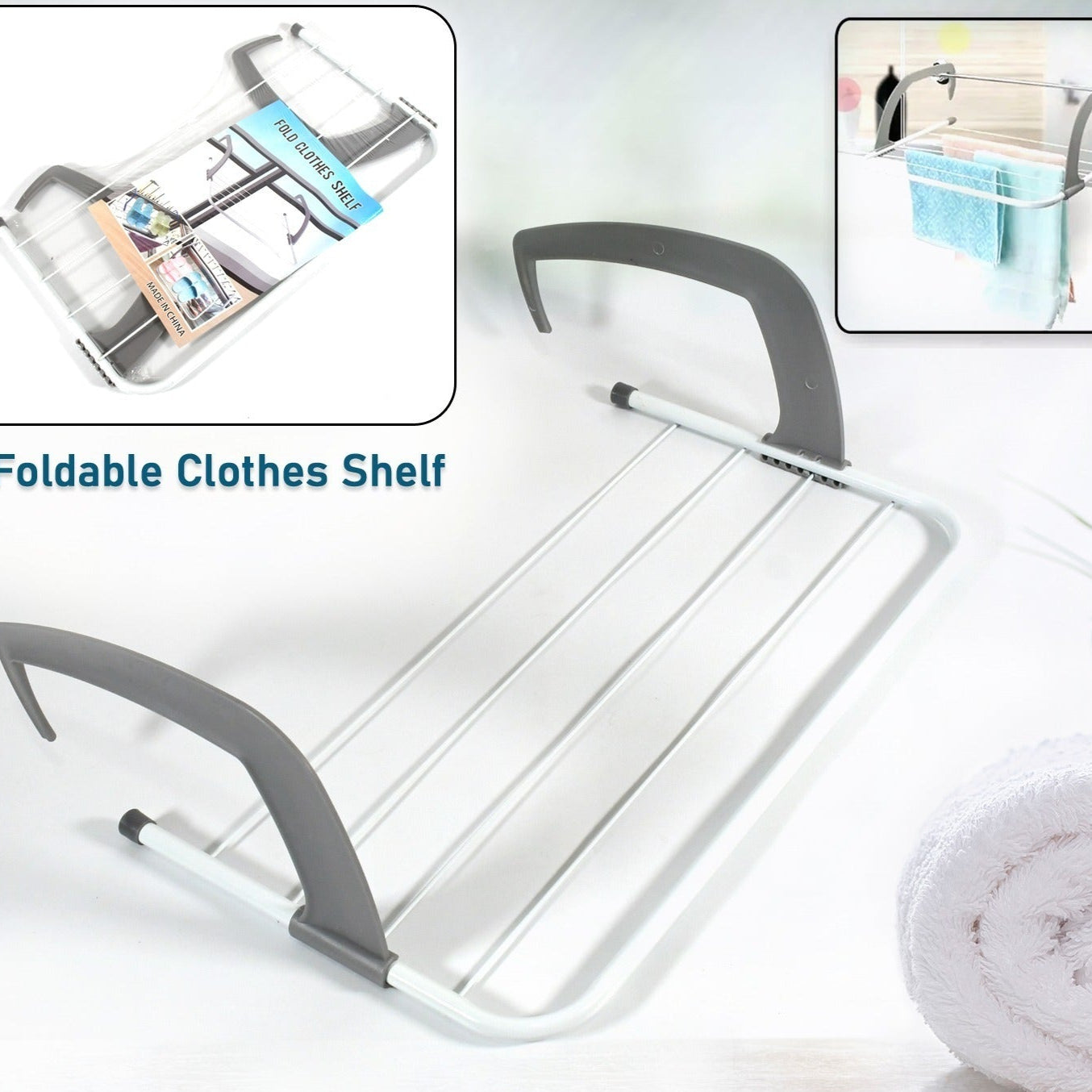 Metal Steel Folding Drying Rack For Clothes Balcony Laundry Hanger For Small Clothes Drying Hanger Metal Clothes Drying Stand Socks And Plant Storage Holder Outdoor  Indoor Clothes-towel Drying Rack Hanging On The Door Bathroom - Happy Price - Image 1
