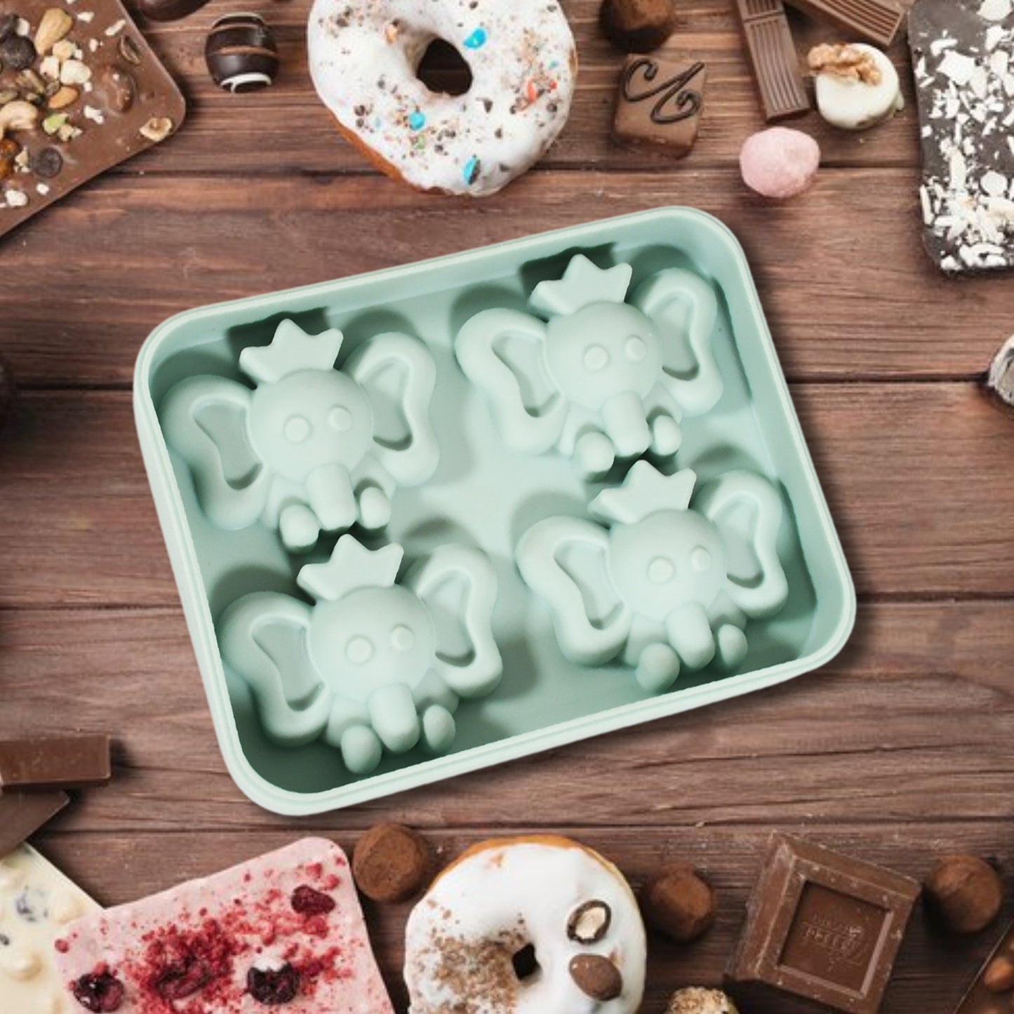 Silicone Cartoon Shape 4 Grid Ice Cube Tray Ice Cube Molds Trays Small Cubes Tray For Fridge Flexible Silicon Ice Tray (1 Pc) - Happy Price - Image 2