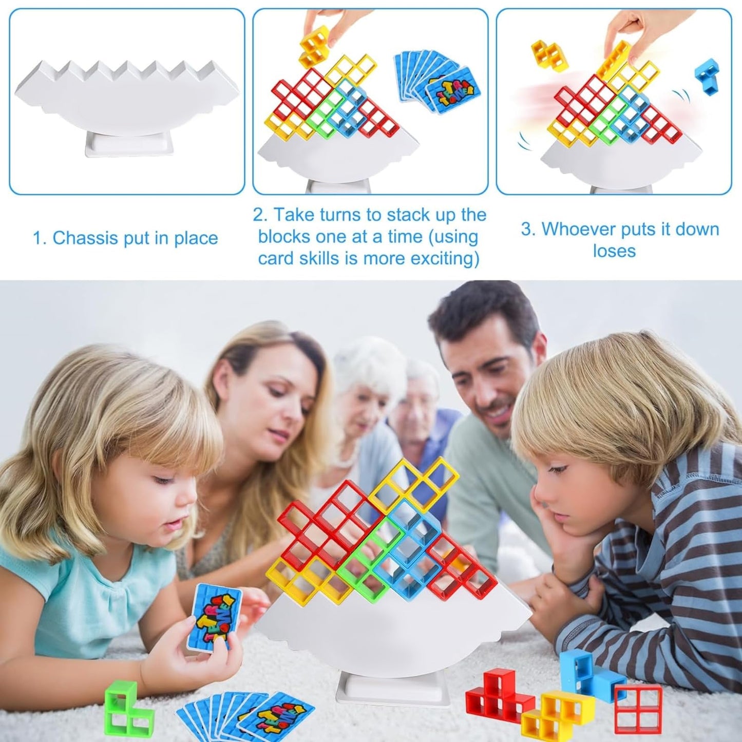 3d Tower Game Tower Balance Game Tower Stacking Game Adult Kid Tower Stacking Blocks Balance Game Blocks Building Toys For Kids Age 3+ Years (16 Pcs Set) - Happy Price - Image 3