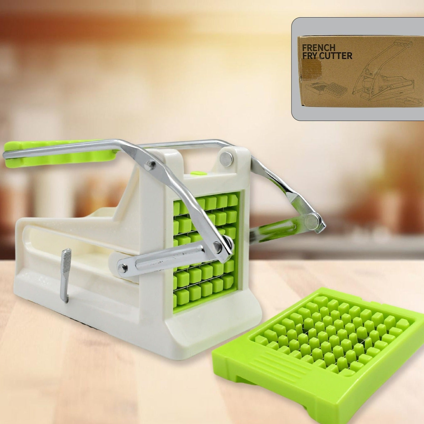 French Fry Cutter Great With Vegetables Potato Fries Cutter Professional Vegetable Cutter Stainless Steel Cutter Potato Onions Carrots Cucumbers Fruits Potato Cutter (1 Pc) - Happy Price - Image 1