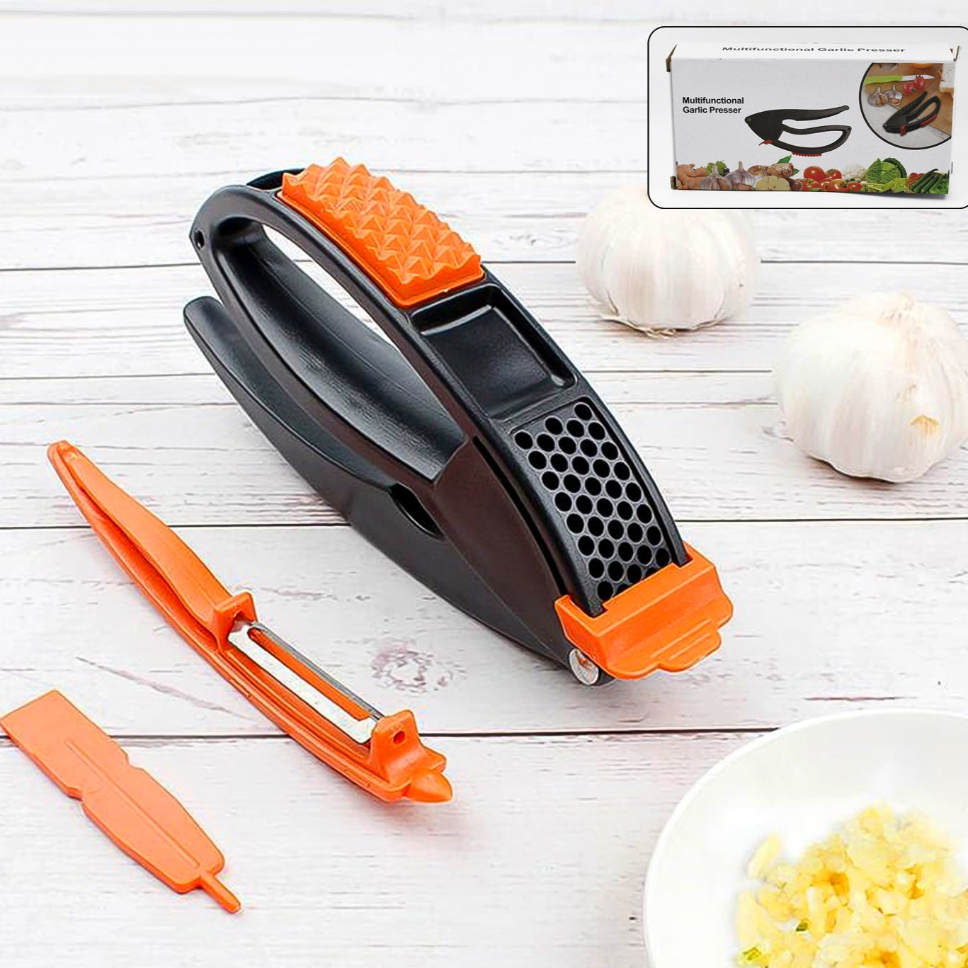 Multifunctional Garlic Press Garlic Mincing  Crushing Tool (1 Pc) - Happy Price - Image 1