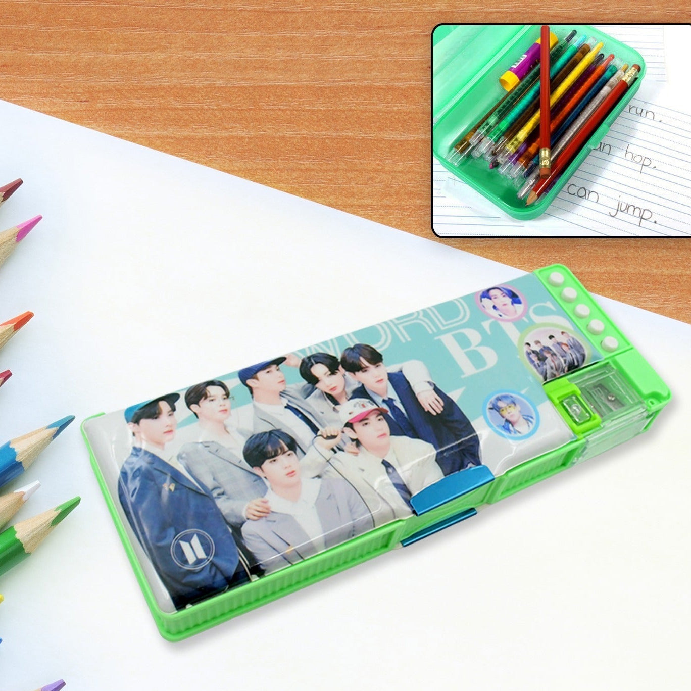 Multipurpose Compass Box Pencil Box With 2 Compartments For School Cartoon Printed Pencil Case For Kids Birthday Gift For Girls  Boys Cartoon Printed Pencil Case For Kids. - Happy Price - Image 1