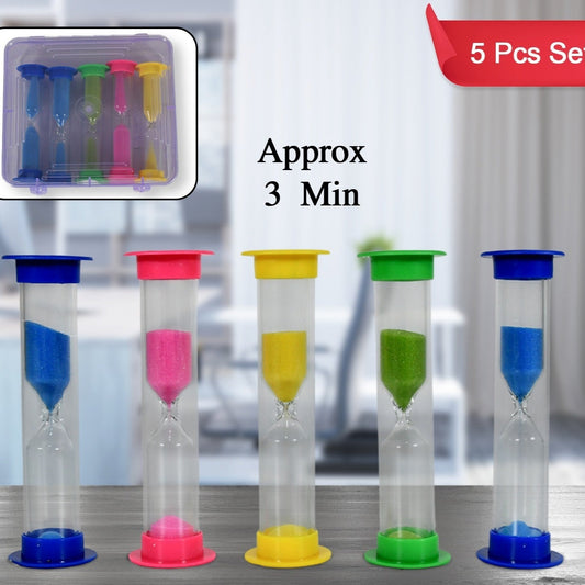 Sand Timer Plastic Hourglass Sand Glass Toy Sand Clock For Kitchen Office School And Brushing Teeth For Bathroom Timer Clock Children Hourglass Sand Glass Toothbrush Household Sand Clock (3 Min Approx  5 Pc) - Happy Price - Image 1