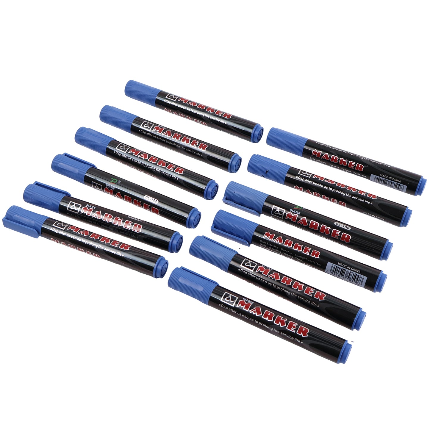 Premium Permanent Blue Marker Pen Set (12 Pc) - Happy Price - Image 2