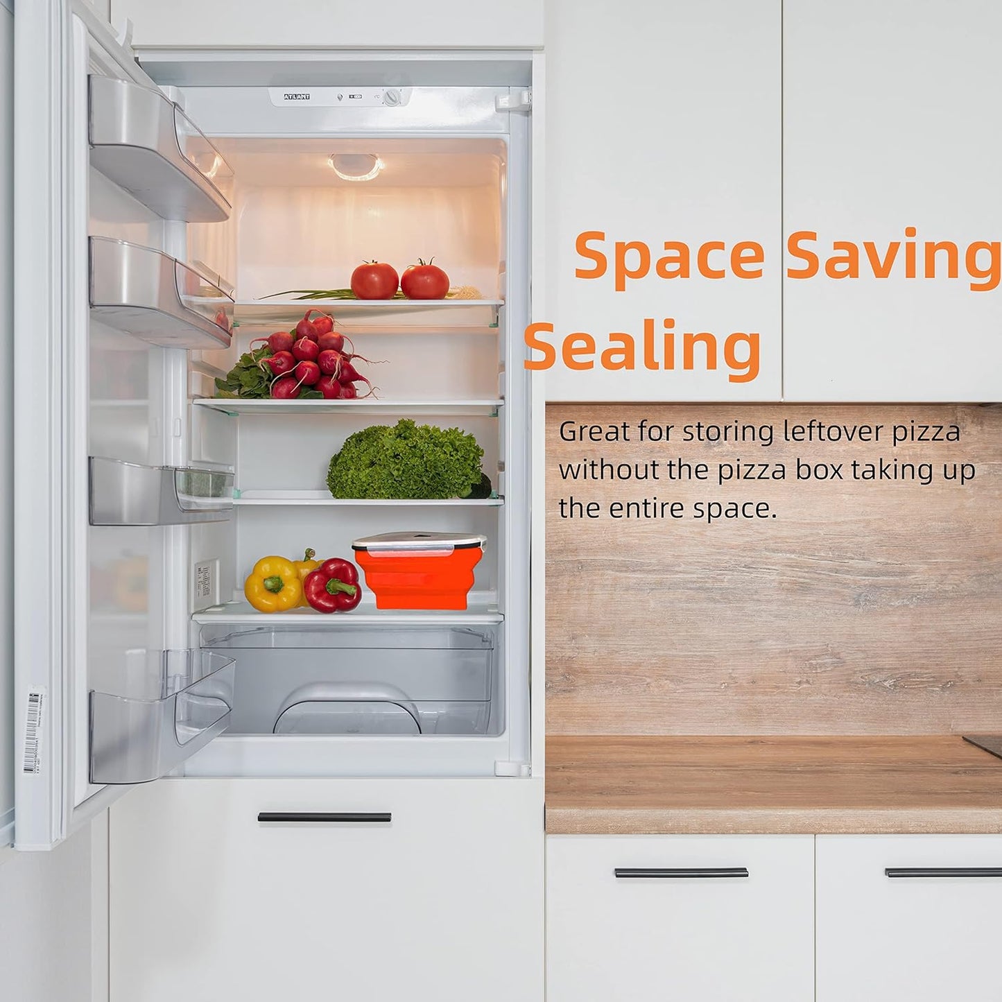 10026 Reusable Pizza Storage Containers With 5 Microwavable Serving Trays Silicone Container Expandable  Adjustable For Packing Pizza At Home  Outdoor - Happy Price - Image 4