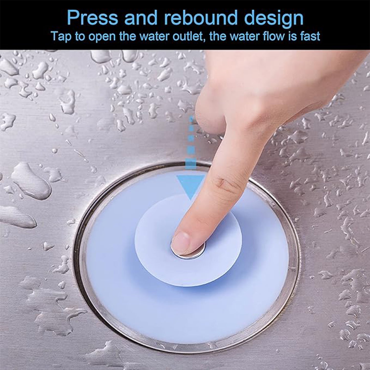 Creative 2-in-1 Blue Silicone Sewer Sink Sealer Cover Drainer (Multicolour  1 Pc) - Happy Price - Image 5