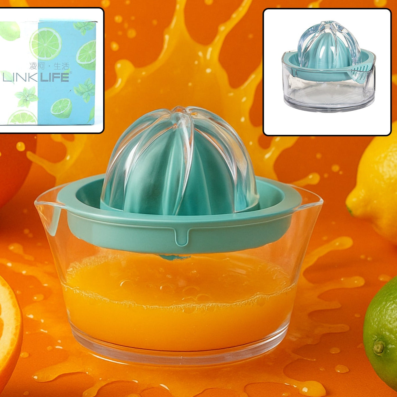 Manual Drink Orange Lemon Citrus Lime Fruit Juice Juicer Squeezer Bpa Free Press  Pourer With Lid Plastic Manual(1 Pc) - Happy Price - Image 1