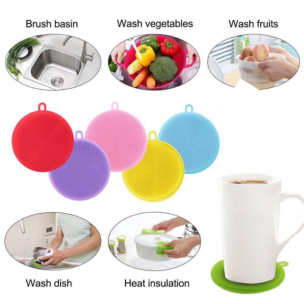Silicone Dish Scrubber Sponge Mildew Free Non Stick Heat Resistant - Happy Price - Image 6