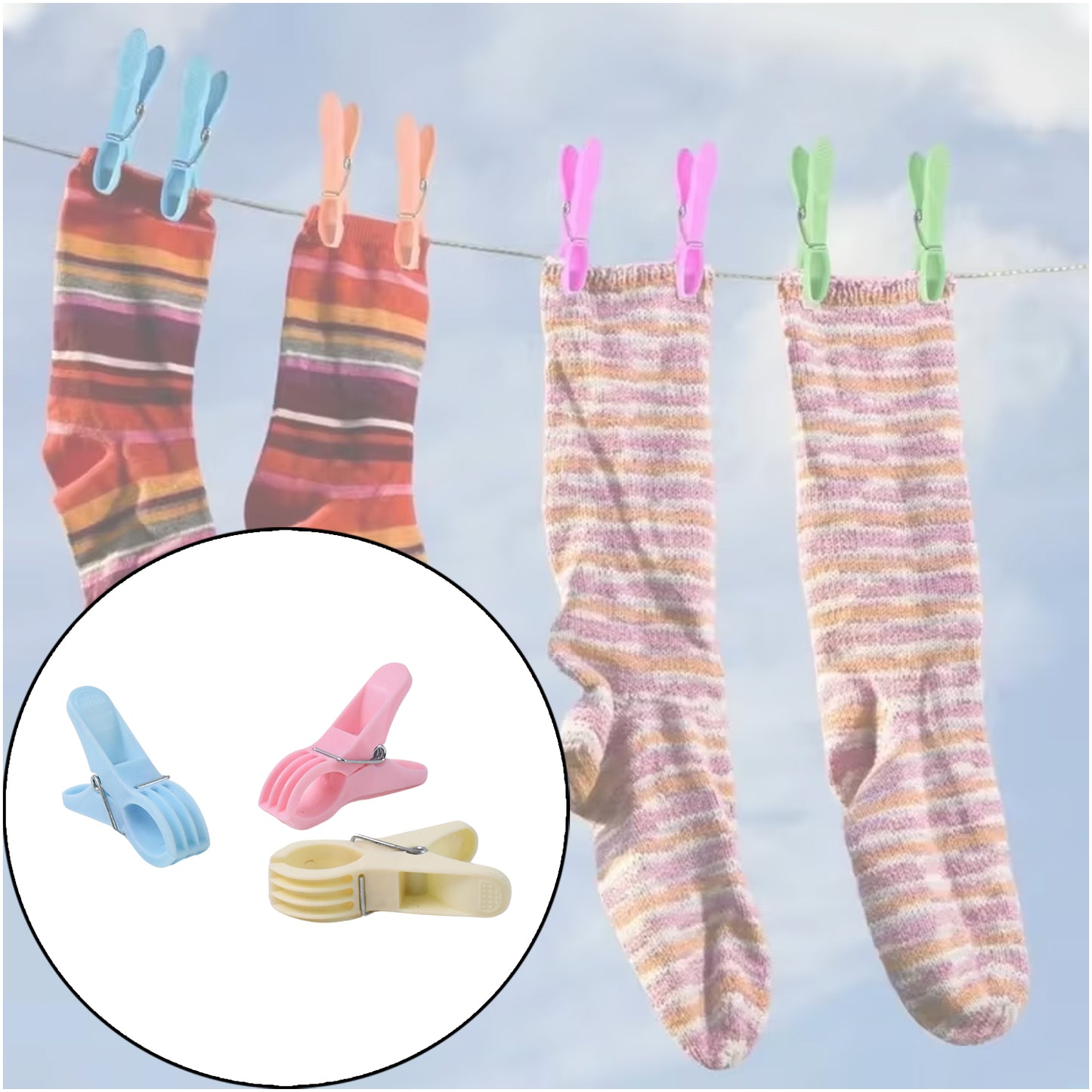 Plastic Cloth Clips (Multicolour) - Pack Of 12 - Happy Price - Image 5