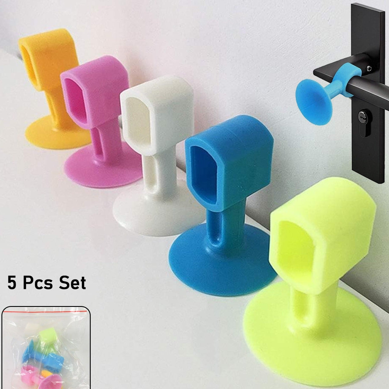 Self-sucking Silicone Door Stopper (5 Pcs Set) - Happy Price - Image 1