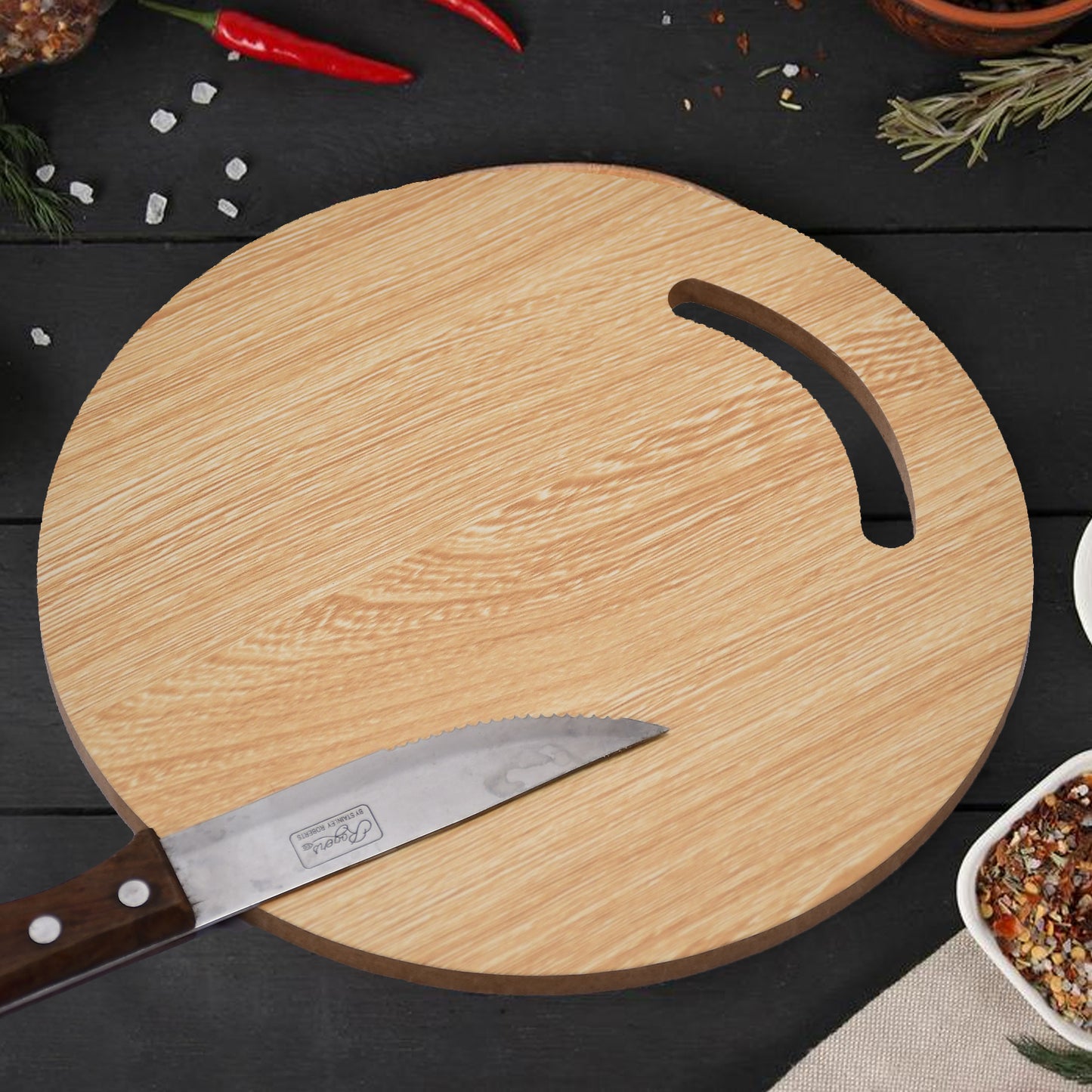 Wooden Round Chopping Board  For Chopping Fruit  Vegetable - Happy Price - Image 6