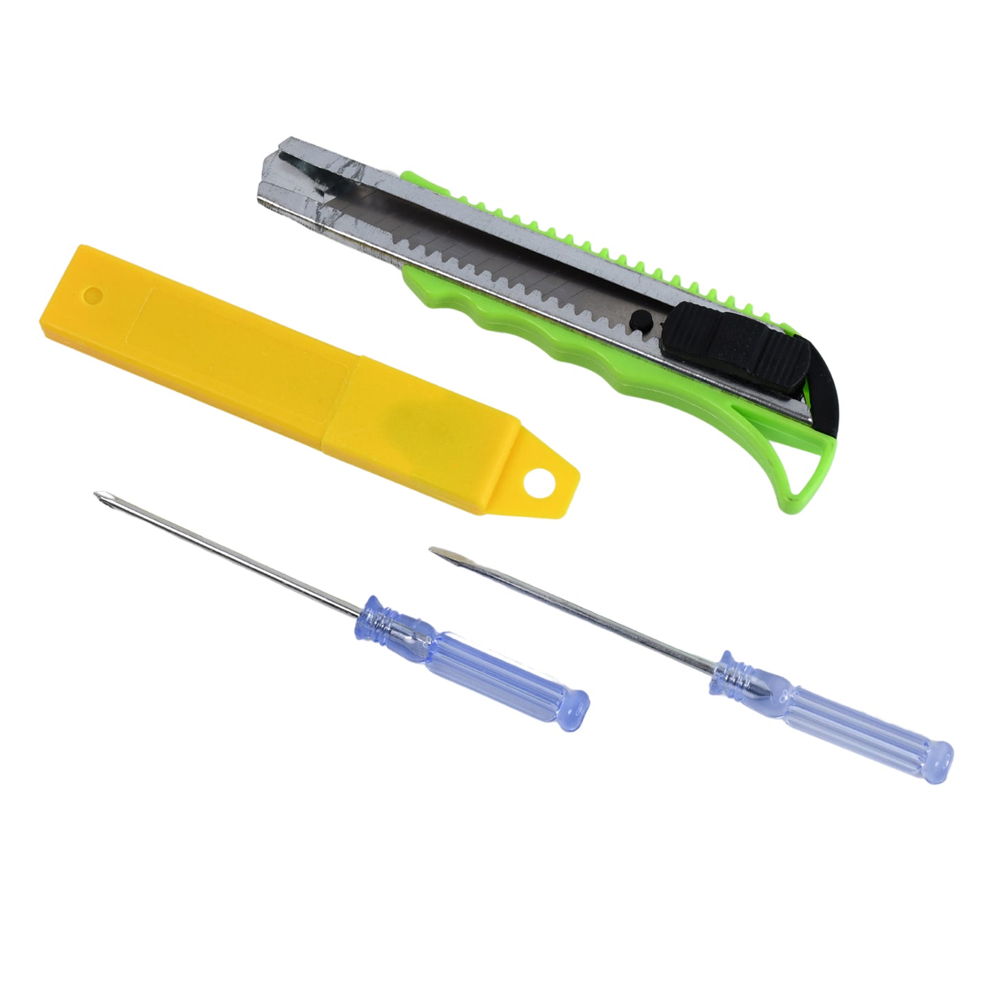 Heavy Duty Working Cutter Knife With Replacement Blade 2 Screwdriver Hand Tool (4 Pc Set) - Happy Price - Image 4