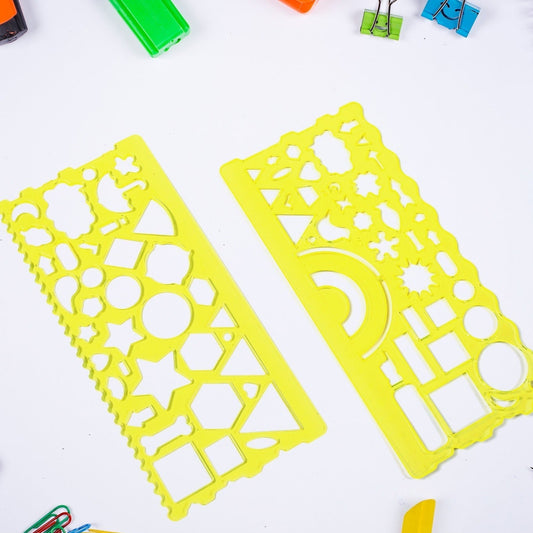 Clear Green Circle Triangle Square Rectangle Template Drawing Ruler Scale Suitable For School  Drawing Use ( 2pc ) - Happy Price - Image 1