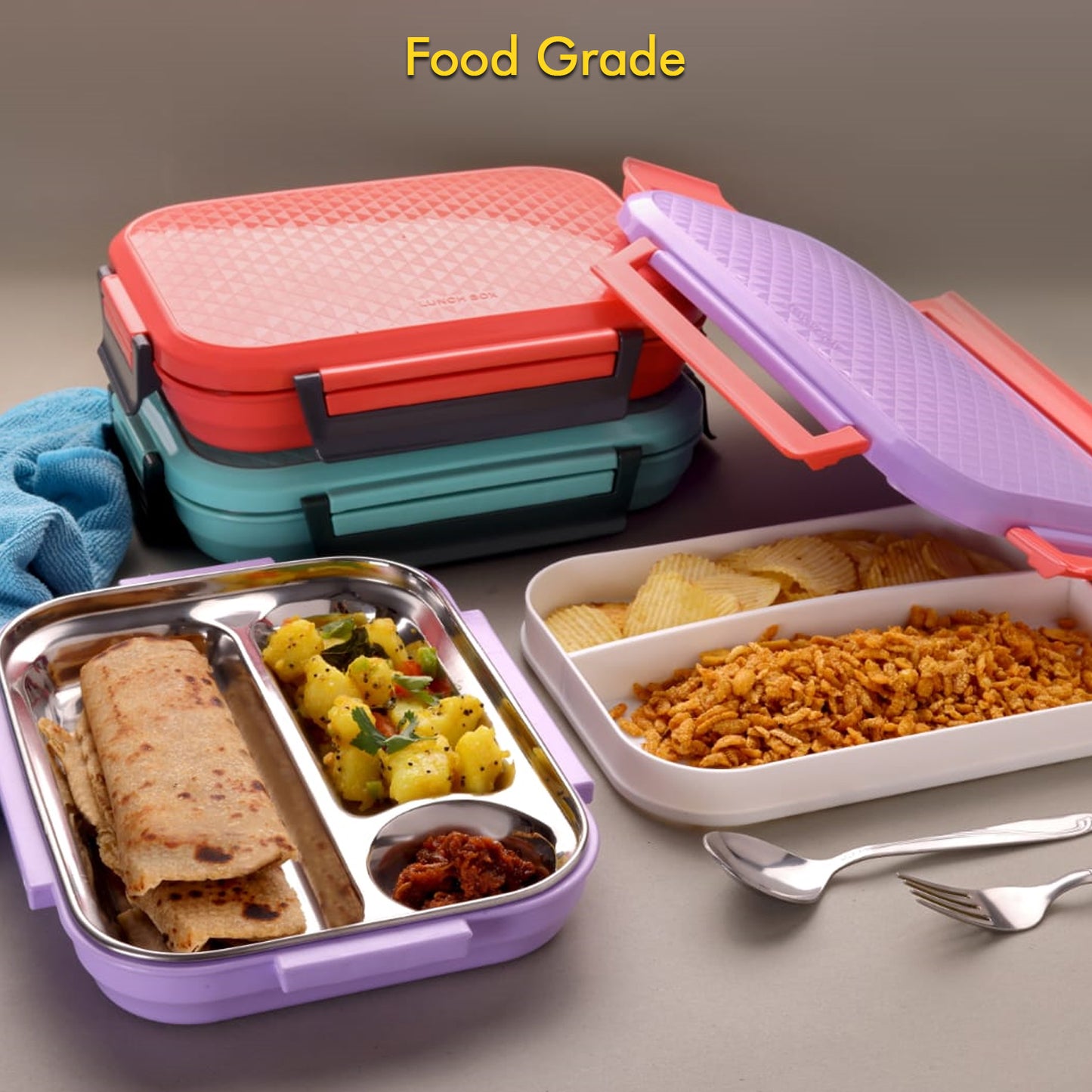Lunch Box Plastic With Steel Plate Small Lunch Box High Quality Box For Kids School Customized Plastic Lunch Box For Girls  Boy - Happy Price - Image 6