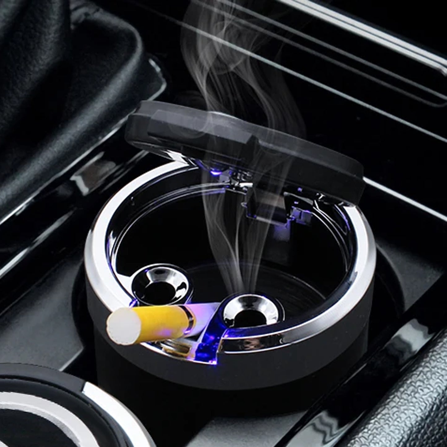 Portable Car Ashtray With Lid And Blue Led Light (1 Pc) - Happy Price - Image 5