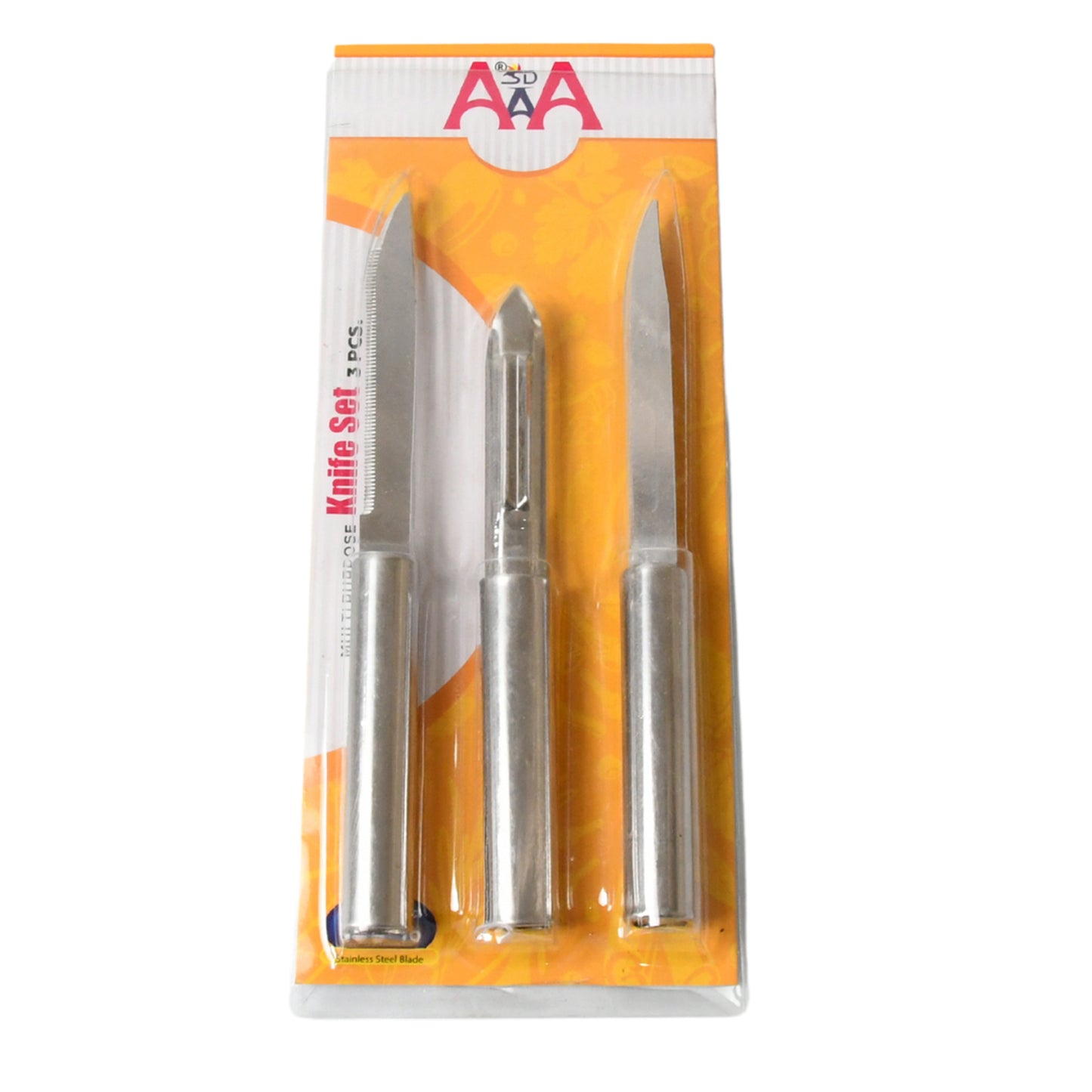 Stainless Steel Multipurpose Sharp Cutting Knife With Non-slip Handle For Fruit Meat And Vegetable Chopping (Pack Of 3) - Happy Price - Image 4