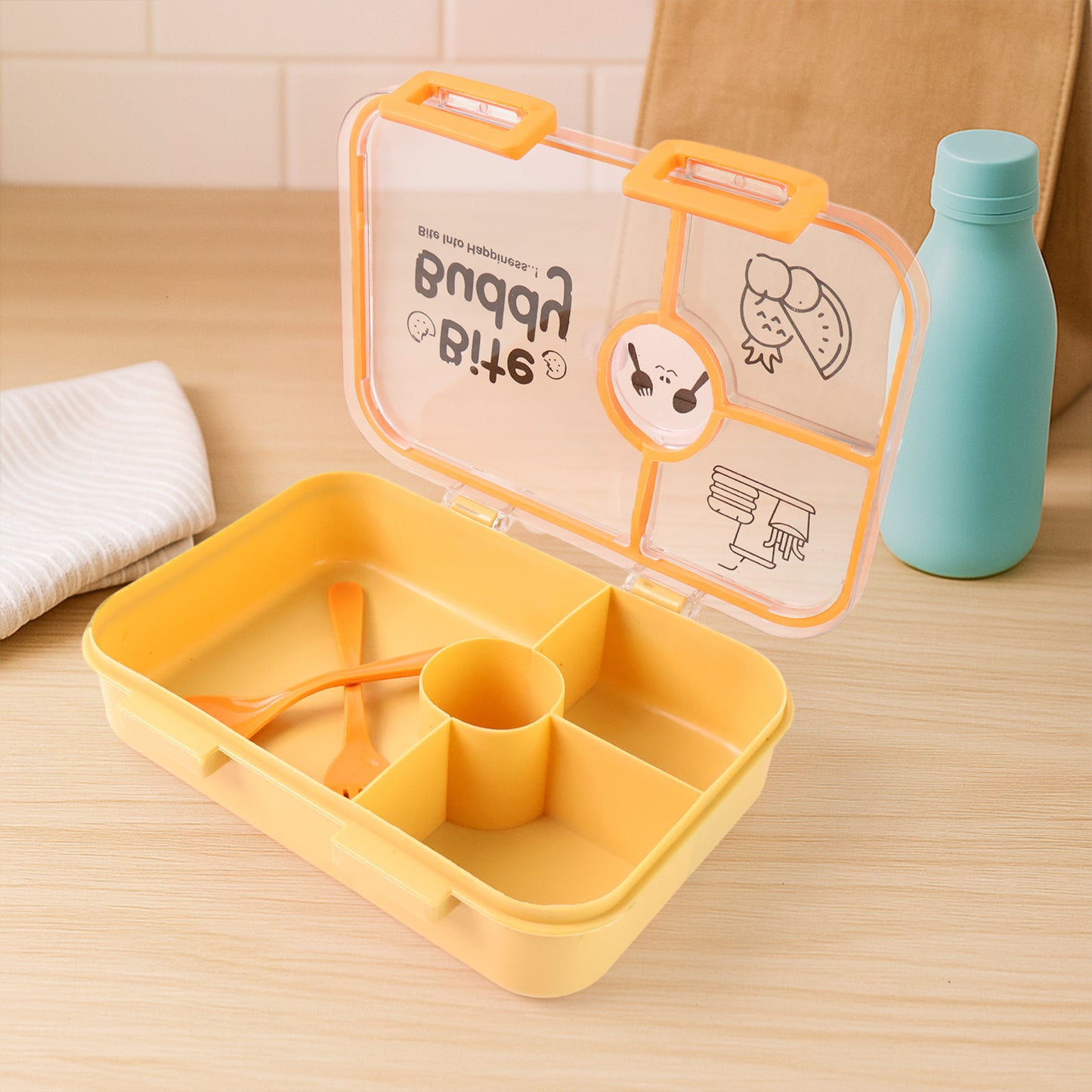 Bite Buddy 4-compartment Leak-resistant Plastic Lunch Box With Spoon  Fork - Happy Price - Image 6
