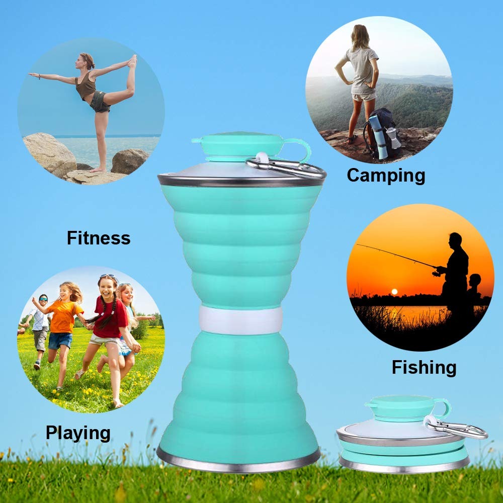 Silicone Traveling Water Bottle Bpa Free - Leak Proof Lightweight Collapsible - Small Folding Refillable And Space Saver For Camping Gym Sports Hiking Biking Yoga Outdoor - Happy Price - Image 4