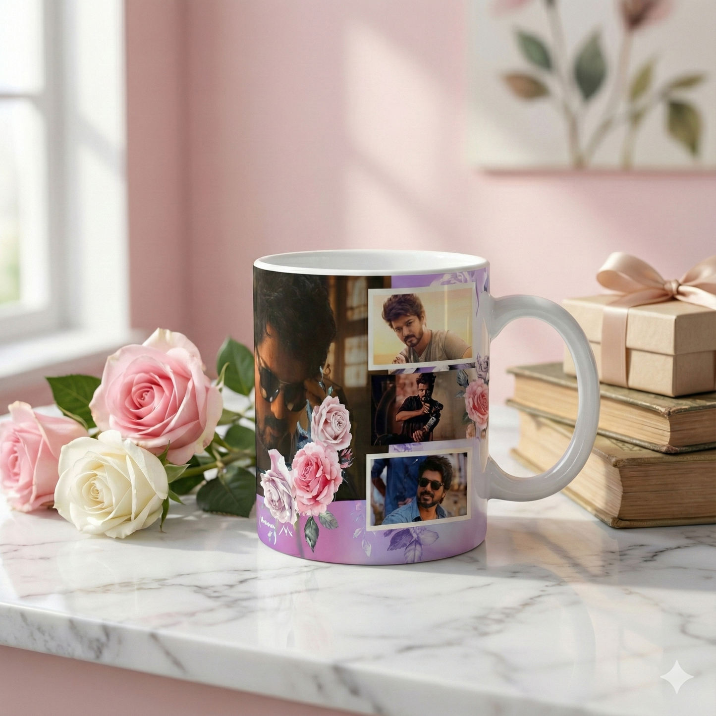 Star Aura Actor Collage Mug – Custom Photo Print Ceramic Mug (11oz)