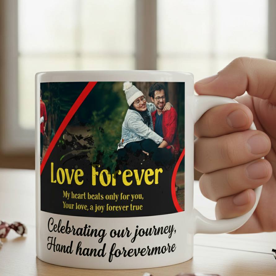 Love Mug Combo - Custom Print Ceramic Coffee Cup, Acrylic Key Chain and Fridge Magnet